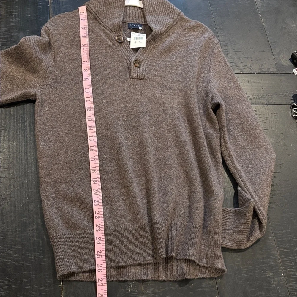 NWT J. Crew Shawl Cool Lambswool Blend Men's Brown Turtleneck Sweater Small